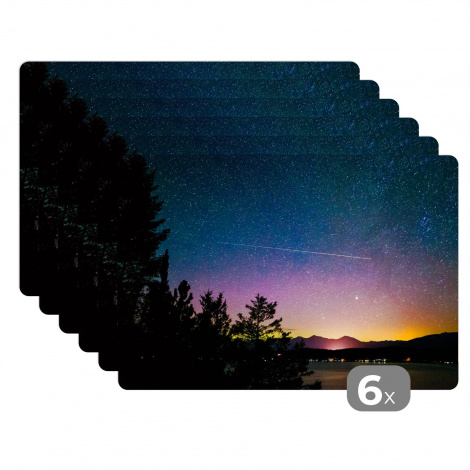 Tischset (6er Set) - Der Koocanusa-See und die Sterne - 45x30 cm