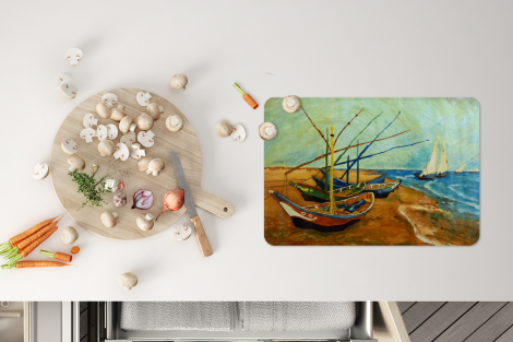 Premium placemats (6 stuks) - Vissersboten op het strand - Vincent van Gogh - 45x30 cm-4