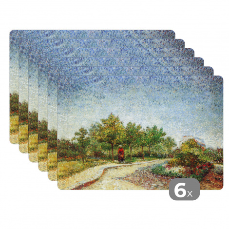 Premium placemats (6 stuks) - Laan in het park Voyer d'Argenson in Asnières - Vincent van Gogh - 45x30 cm-1