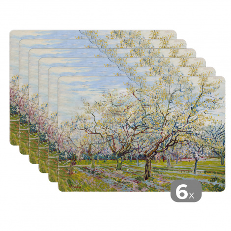 Premium placemats (6 stuks) - Boomgaard in bloei - Vincent van Gogh - 45x30 cm-thumbnail-1