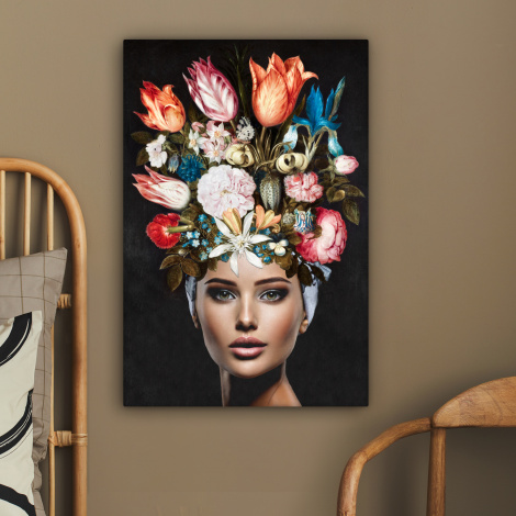 Leinwandbild - Frau - Bunt - Blumen-2