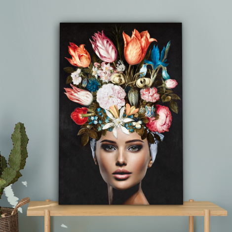 Leinwandbild - Frau - Bunt - Blumen-4