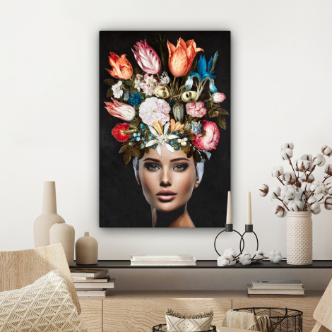Leinwandbild - Frau - Bunt - Blumen-3