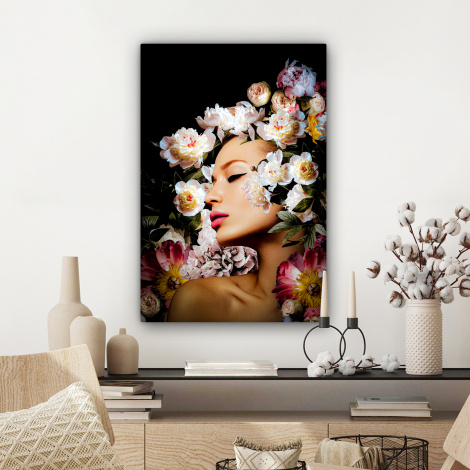 Canvas schilderij - Vrouwen - Bloemen - Rozen - Portret-3