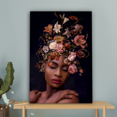 Canvas schilderij - Vrouw - Boeket - Make up-4
