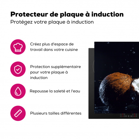 Protège-plaque à induction - Noix de coco - Nature morte - Eau - Noir - Fruit-3