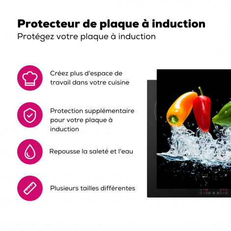 Protège-plaque à induction - Poivrons - noirs - légumes - eau - feuille-3