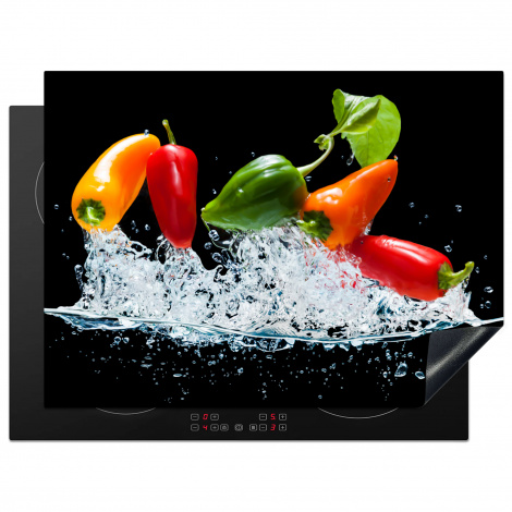 Herdabdeckplatte - Paprika - Schwarz - Gemüse - Wasser - Blatt