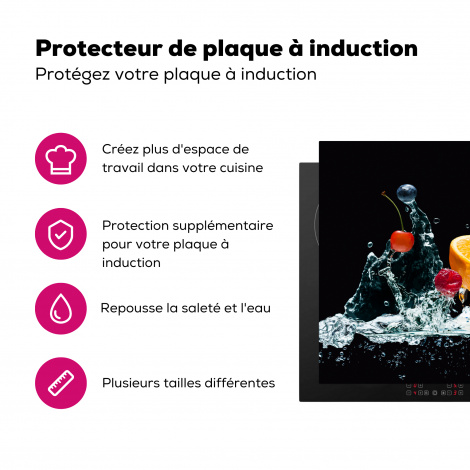 Protège-plaque à induction - Eau - Fruit - Orange - Fraise - Cerise - Noir-3