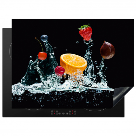 Herdabdeckplatte - Wasser - Obst - Orange - Erdbeere - Kirsche - Schwarz