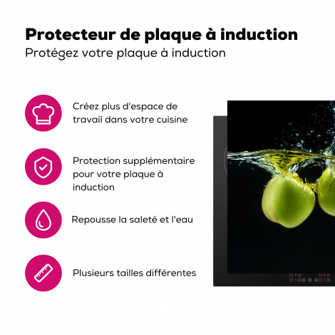 Protège-plaque à induction - Pommes - Fruits - Eau - Noir - Vert-3