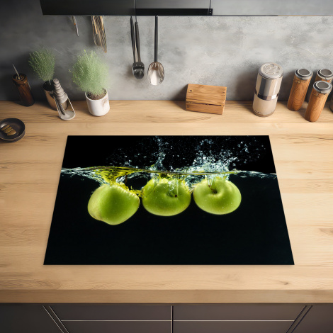 Herdabdeckplatte - Äpfel - Obst - Wasser - Schwarz - Grün-2