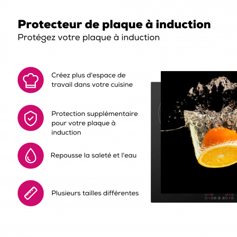 Protège-plaque à induction - Orange - Nature morte - Eau - Noir - Fruit-3