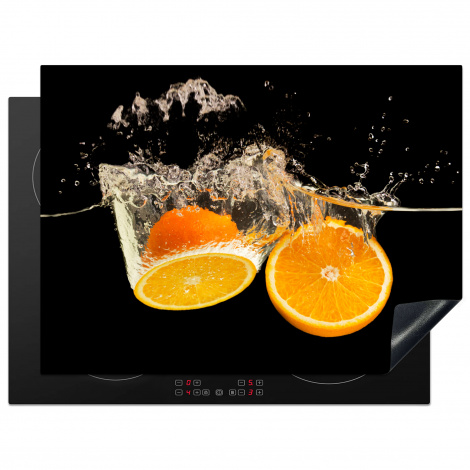 Herdabdeckplatte - Orange - Stillleben - Wasser - Schwarz - Obst