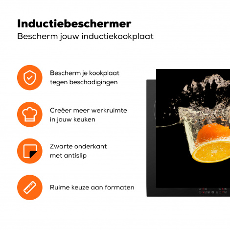 Inductiebeschermer - Sinaasappel - Stilleven - Water - Zwart - Fruit-3
