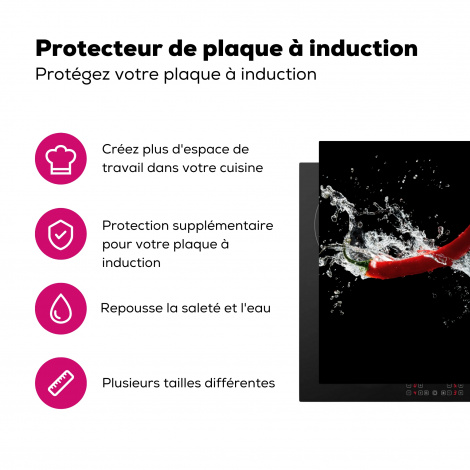 Protège-plaque à induction - Piment - Nature morte - Eau - Noir - Rouge-3