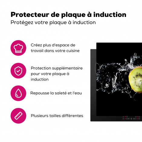 Protège-plaque à induction - Kiwi - Fruit - Nature morte - Eau - Noir-3