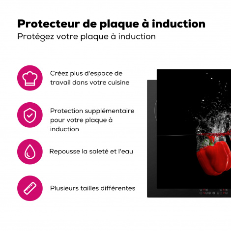 Protège-plaque à induction - Poivron - Légume - Nature morte - Eau - Rouge-3