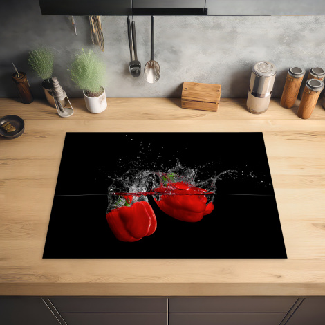Herdabdeckplatte - Paprika - Gemüse - Stilleben - Wasser - Rot-2