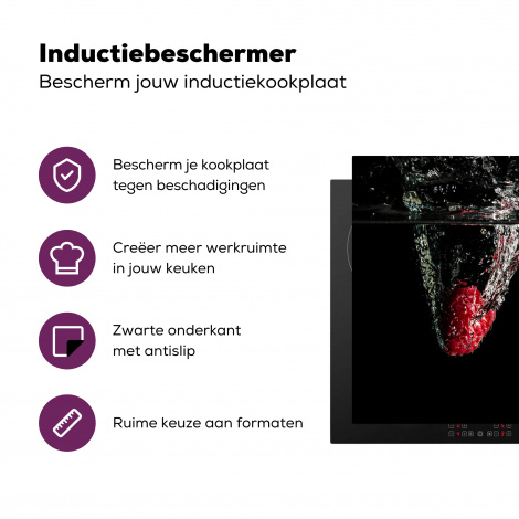 Inductiebeschermer - Frambozen - Fruit - Stilleven - Water - Zwart - Rood-3