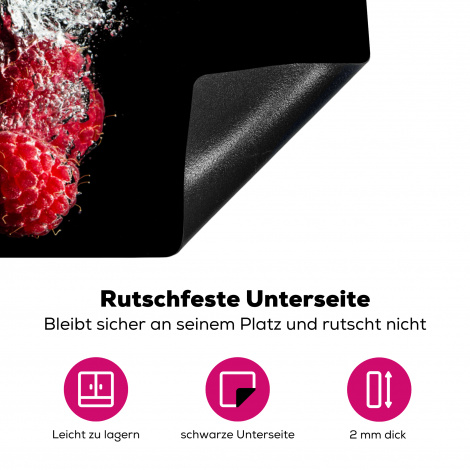 Herdabdeckplatte - Himbeeren - Obst - Stilleben - Wasser - Schwarz - Rot-4