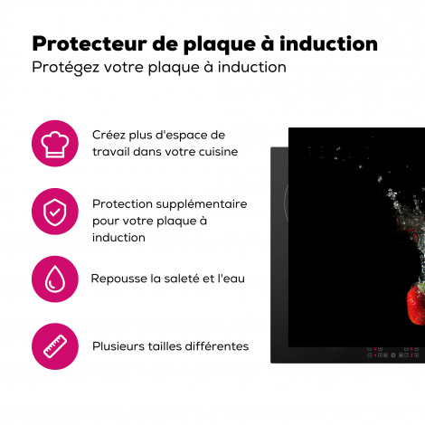 Protège-plaque à induction - Fraises - Fruits - Eau - Noir - Rouge-3