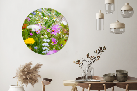 Muurcirkel - Bloemen - Natuur - Groen - Gras - Paars - Wit-3