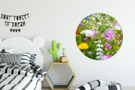 Muurcirkel - Bloemen - Natuur - Groen - Gras - Paars - Wit-2