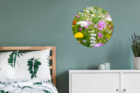 Muurcirkel - Bloemen - Natuur - Groen - Gras - Paars - Wit-4