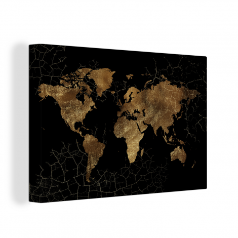 Canvas - Wereldkaart - Marmer - Goud