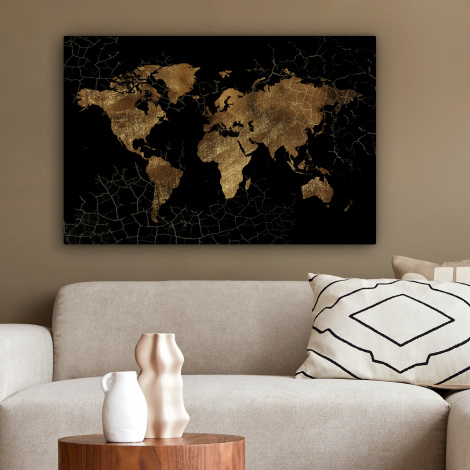 Leinwandbild - Weltkarte - Marmor - Gold-2