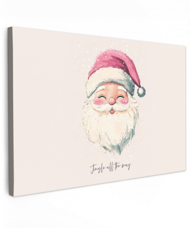 Leinwandbild - Weihnachtsmann - Weihnachten - Zitat - Beige