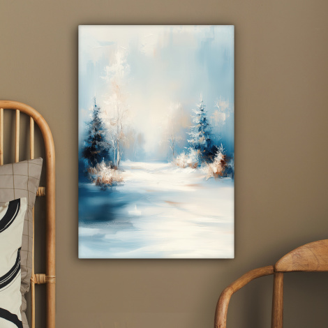 Canvas schilderij - Bos - Winter - Natuur - Abstract - Sneeuw-2
