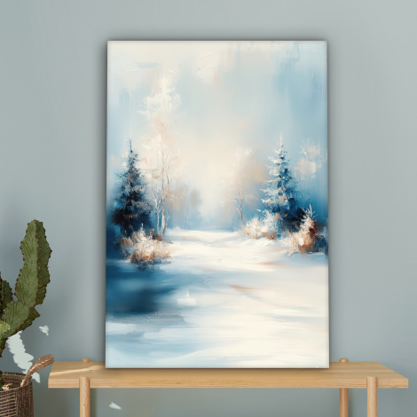 Canvas schilderij - Bos - Winter - Natuur - Abstract - Sneeuw-4