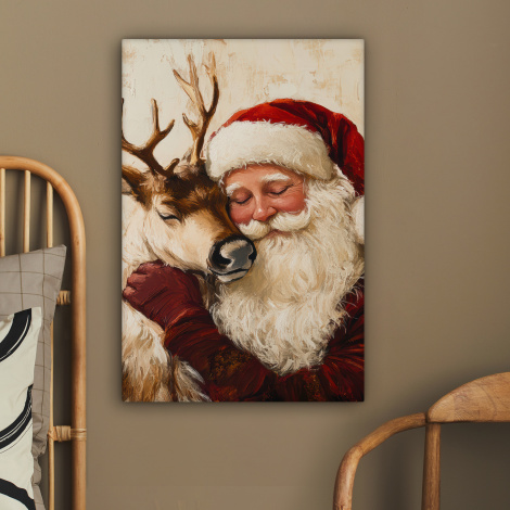 Canvas schilderij - Kerstman - Rendier - Kerst - Christmas-2