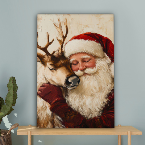 Canvas schilderij - Kerstman - Rendier - Kerst - Christmas-4