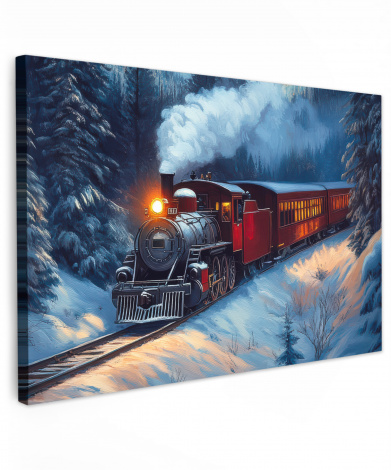 Leinwandbild - Zug - Weihnachten - Schnee - Weihnachtszug