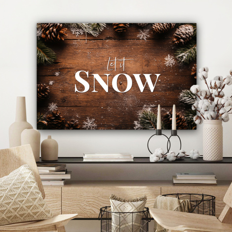 Leinwandbild - Schnee - Holzoptik - Zitat - Let it snow-3