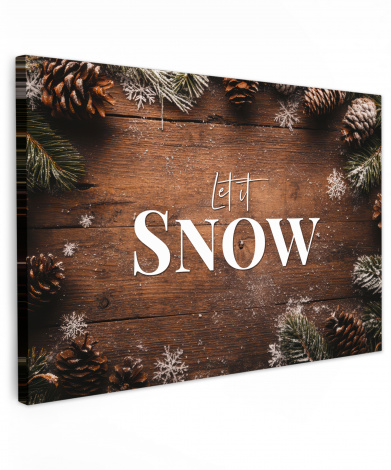 Leinwandbild - Schnee - Holzoptik - Zitat - Let it snow