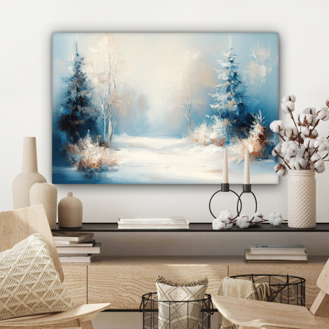Canvas schilderij - Bos - Winter - Natuur - Abstract - Sneeuw-3