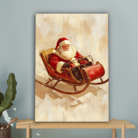 Canvas schilderij - Kerst - Slee - Kerstman-4