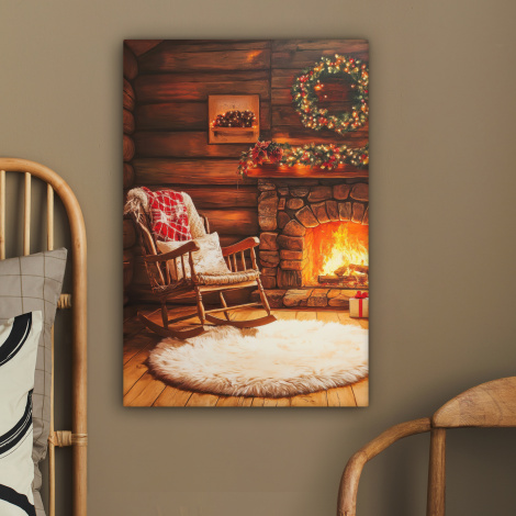 Leinwandbild - Winter - Weihnachten - Zuhause - Kamin-2