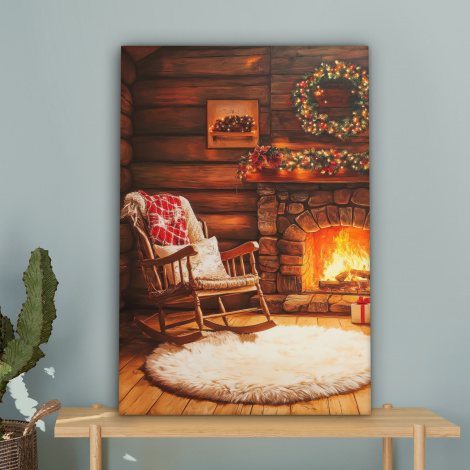 Leinwandbild - Winter - Weihnachten - Zuhause - Kamin-4