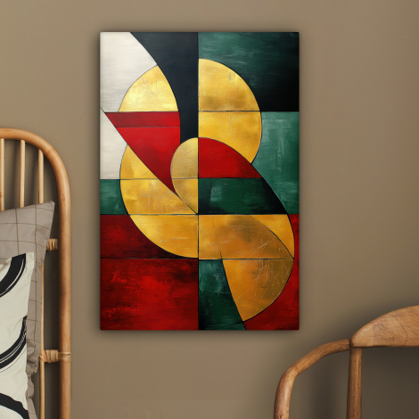 Canvas schilderij - Abstract - Kerst - Goud - Rood - Groen-2