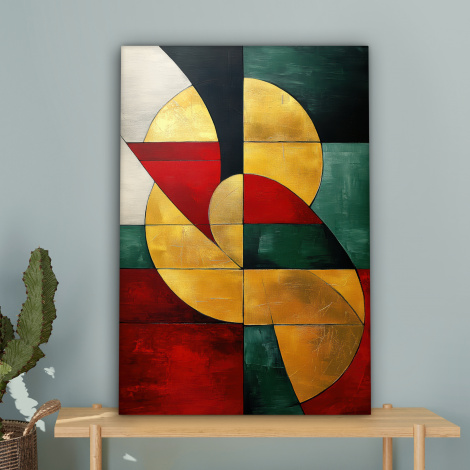 Canvas schilderij - Abstract - Kerst - Goud - Rood - Groen-4