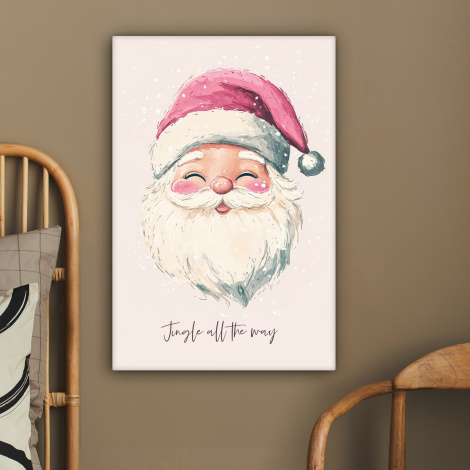 Leinwandbild - Weihnachtsmann - Weihnachten - Zitat - Beige-2