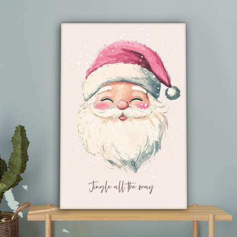 Leinwandbild - Weihnachtsmann - Weihnachten - Zitat - Beige-4