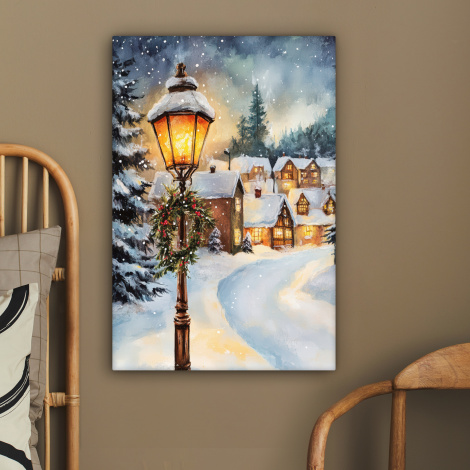 Leinwandbild - Weihnachtsdorf - Häuser - Schnee - Weihnachten-2