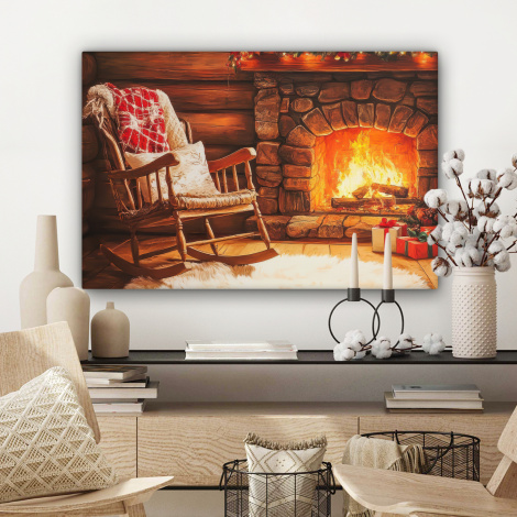 Leinwandbild - Winter - Weihnachten - Zuhause - Kamin-3