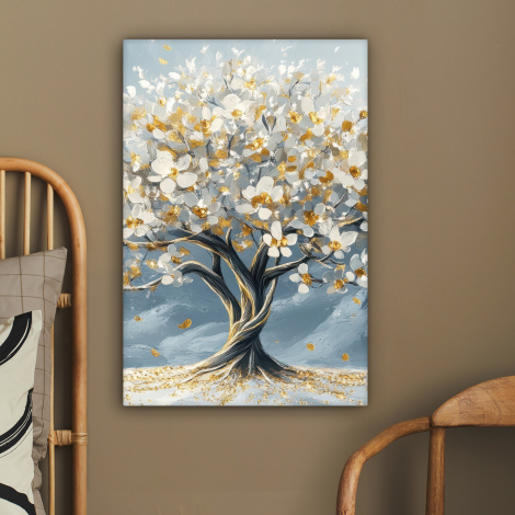Canvas schilderij - Boom - Winter - Levensboom - Modern - Goud-2